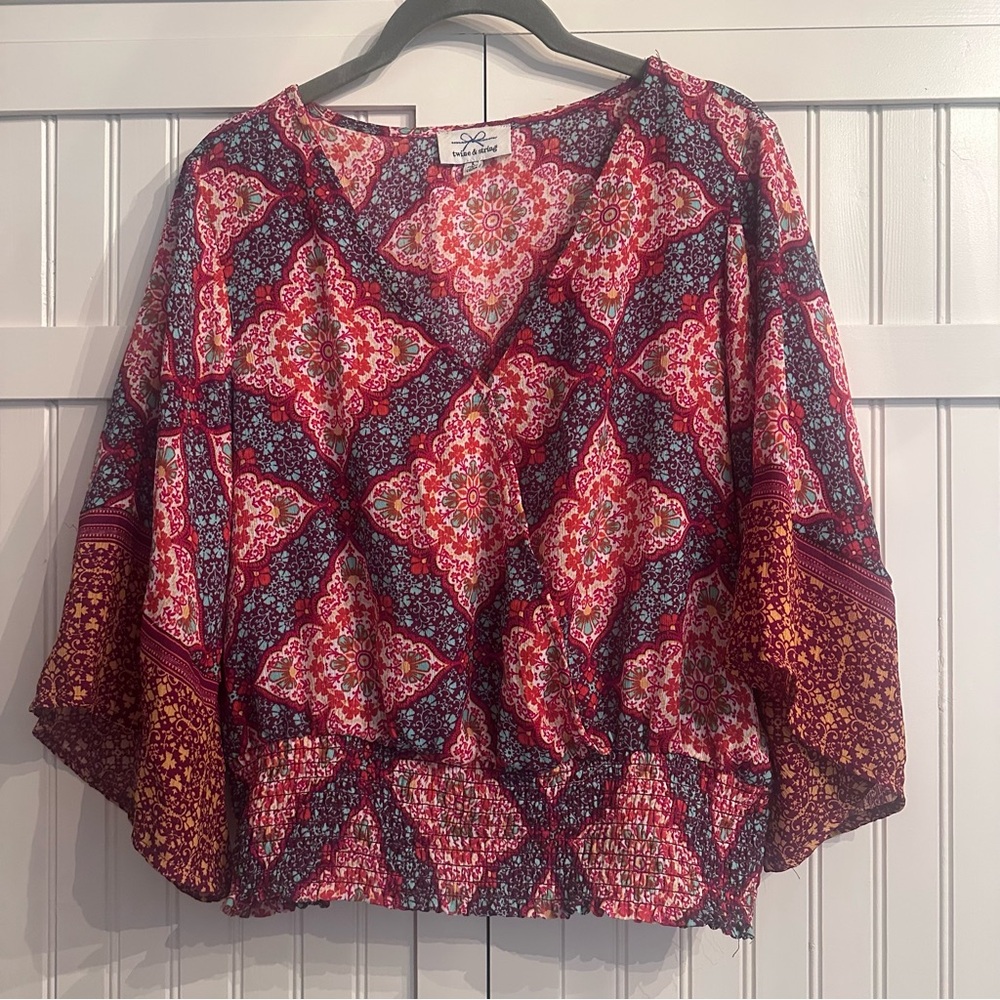 Bohemian Floral V-Neck Blouse